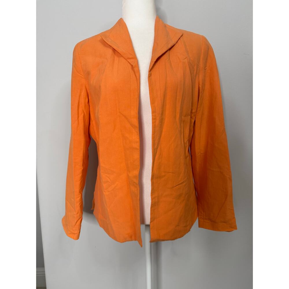 Coldwater Creek Silk Linen Blend open cardigan blazer orange Medium